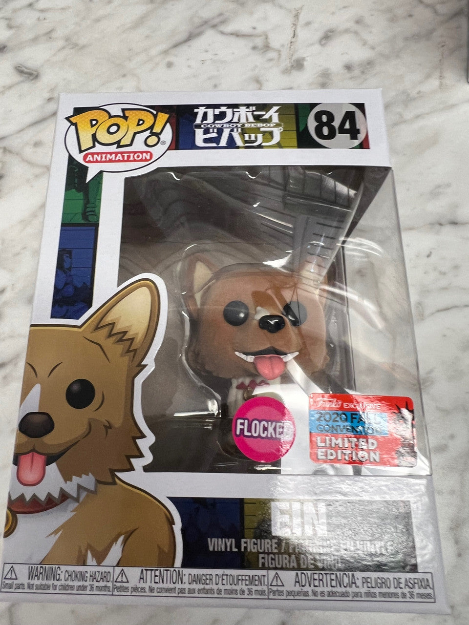 Flocked Ein Cowboy Bebop NYCC Con Sticker Exclusive Funko Pop hot 84