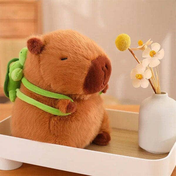 Capybara 9" Kawaii Plush w/ Turtle Backpack Squishy Pillow Toy (1) NE32026
