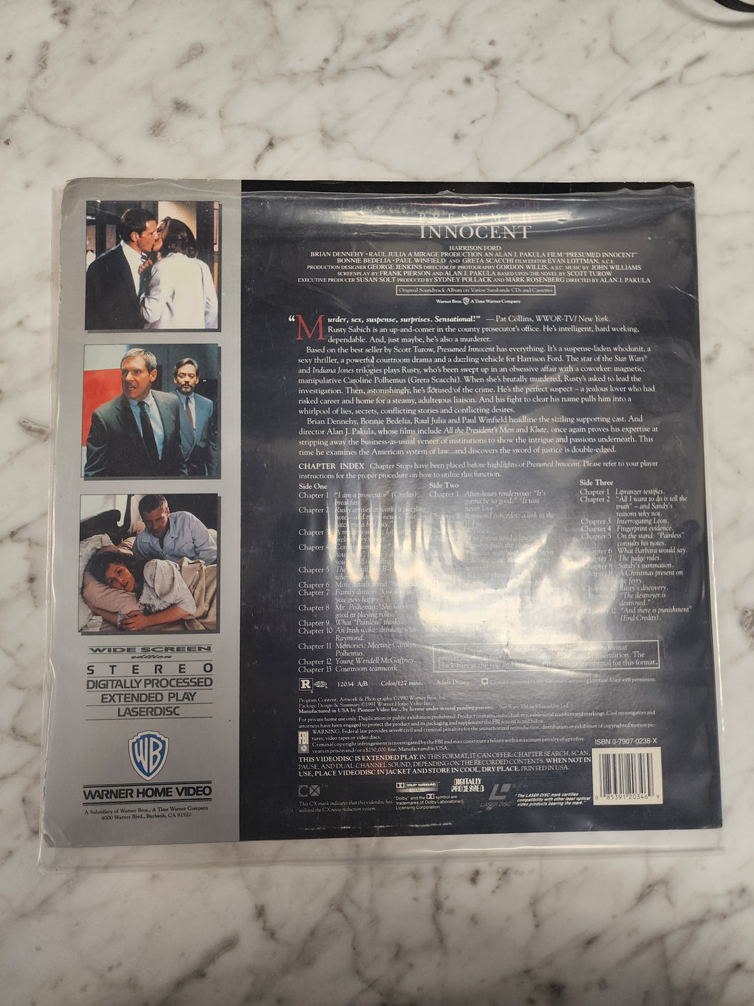 Presumed Innocent (Harrison Ford) Laserdisc Movie    LD121724