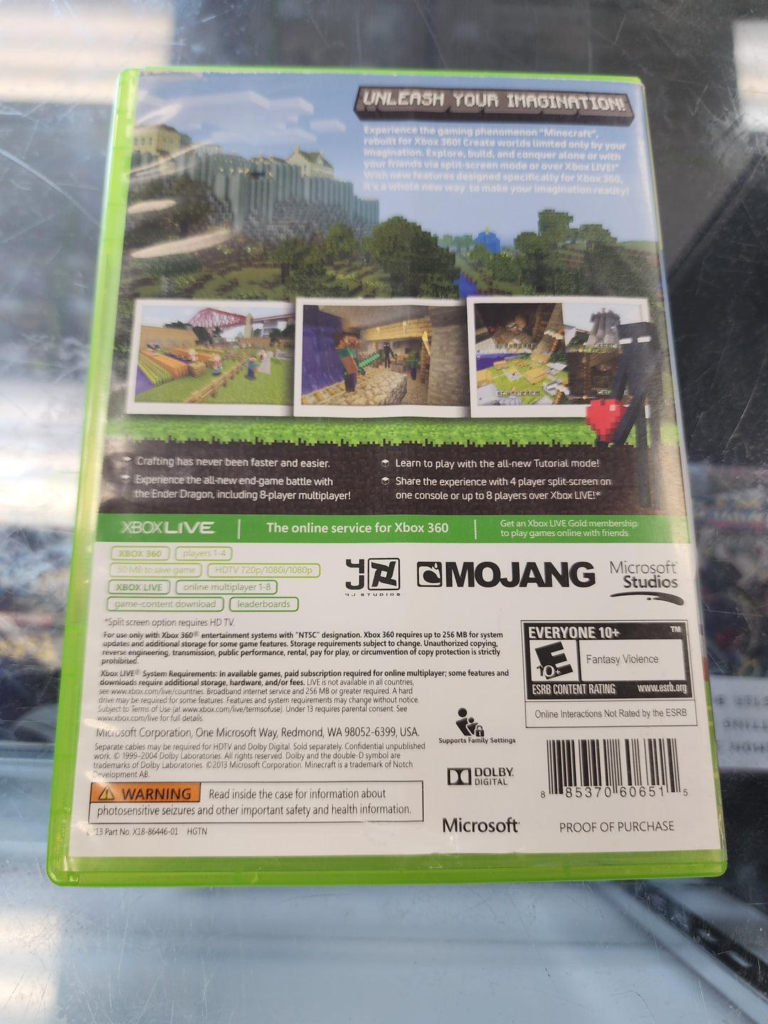 Minecraft Xbox 360 Edition CASE ONLY CO3826