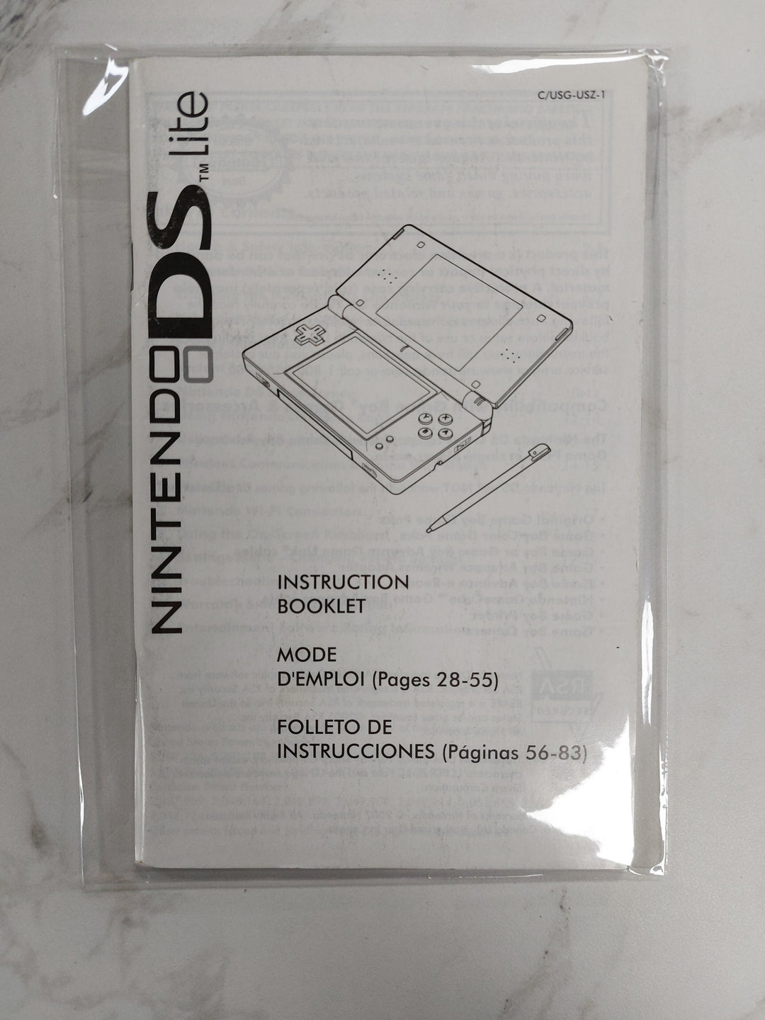 Nintendo DS Lite C/USG-USZ-1 - DS Manual ONLY MO62226