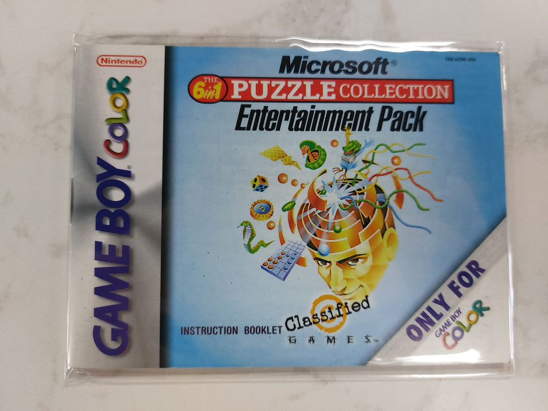 Microsoft 6 in 1 Puzzle Collection Entertainment Pack CGB-AZWE-USA - Game Boy Color GBC Manual ONLY MO62426