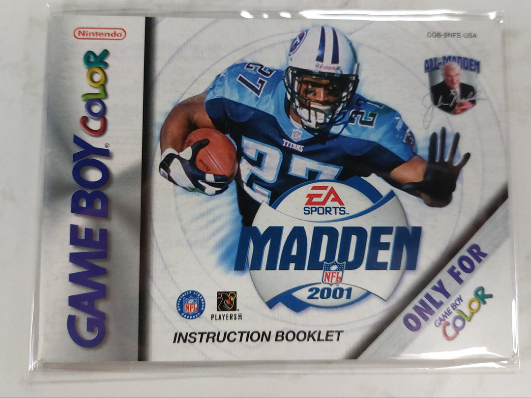 Madden 2001 CGB-BNFE-USA - Game Boy Color GBC Manual ONLY MO62426