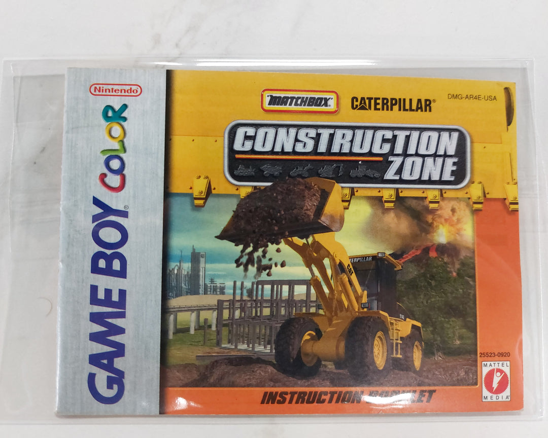 Matchbox Caterpillar Construction Zone DMG-AR4E-USA - Game Boy Color GBC Manual ONLY MO62726