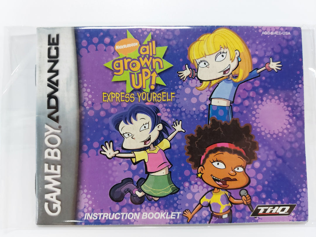 All Grown Up! Express Yourself AGB-BALE-USA  - GameBoy Advance GBA Manual ONLY MO7126