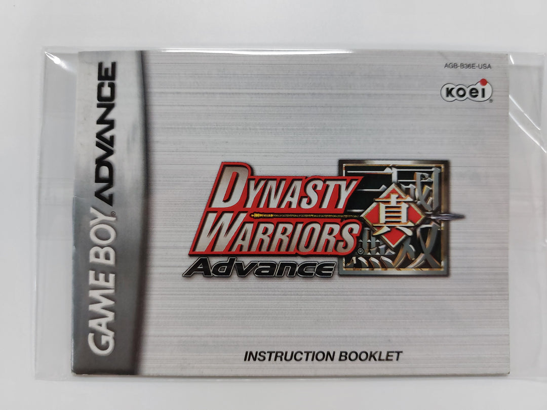Dynasty Warriors Advance AGB-B36E-USA - GameBoy Advance GBA Manual ONLY MO63026