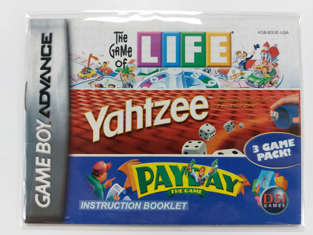 Life/Yahtzee/Payday AGB-B3UE-USA - GameBoy Advance GBA Manual ONLY MO63026