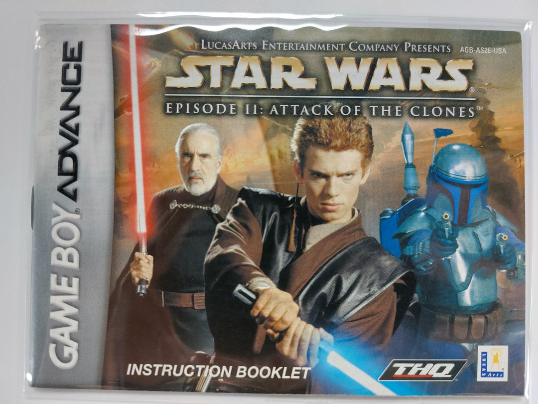Star Wars Episode II (2): Attack Of The Clones AGB-AS2E-USA - GameBoy Advance GBA Manual ONLY MO63026