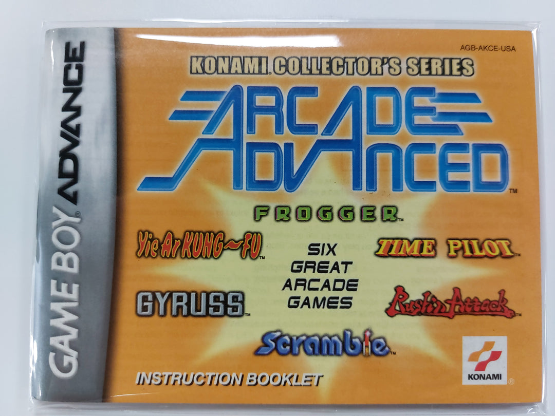 Konami Collector's Series Arcade Advanced AGB-AKCE-USA - GameBoy Advance GBA Manual ONLY MO63026
