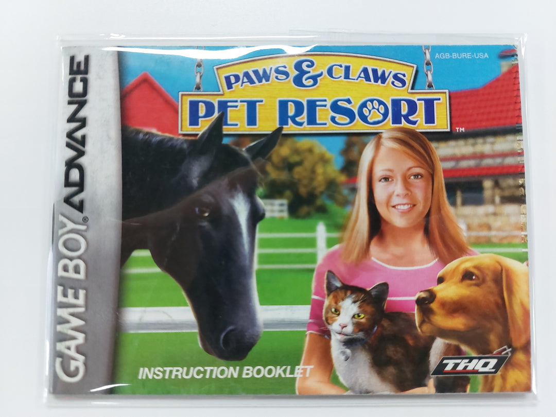 Paws & Claws Pet Resort AGB-BURE-USA - GameBoy Advance GBA Manual ONLY MO7126