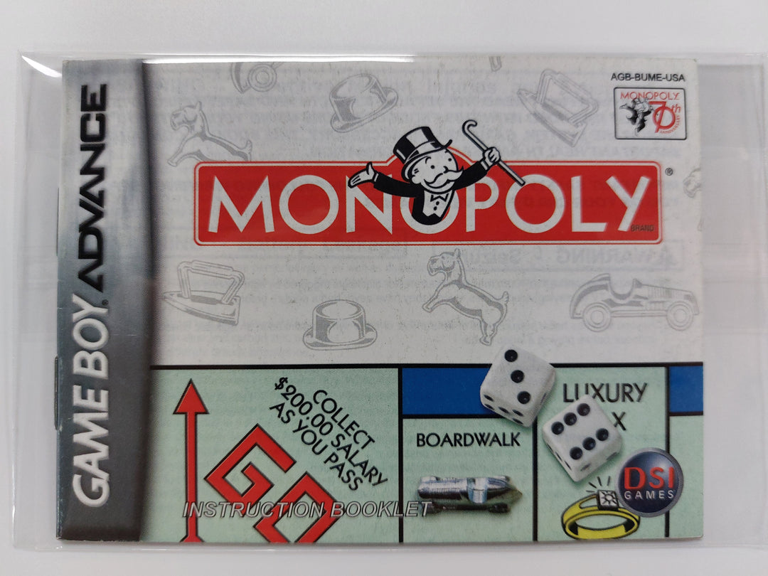 Monopoly AGB-BUME-USA - GameBoy Advance GBA Manual ONLY MO7126
