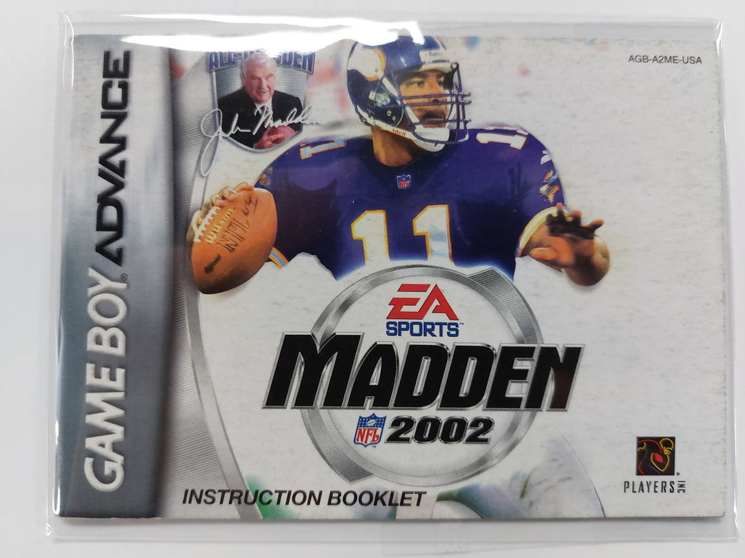 Madden 2002 AGB-A2ME-USA - GameBoy Advance GBA Manual ONLY MO7126