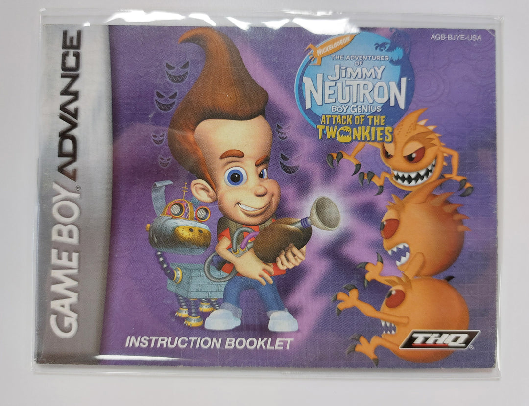 Jimmy Neutron Attack of the Twonkies AGB-BJYE-USA - GameBoy Advance GBA Manual ONLY MO7126