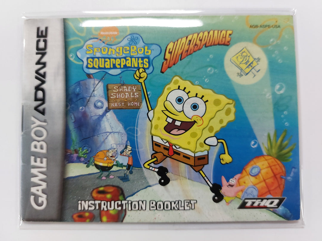 Spongebob Squarepants Super Sponge AGB-ASPE-USA - GameBoy Advance GBA Manual ONLY MO7126