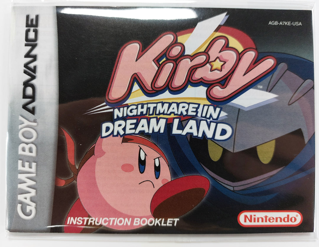 Kirby Nightmare In Dream Land AGB-A7KE-USA - GameBoy Advance GBA Manual ONLY MO7126