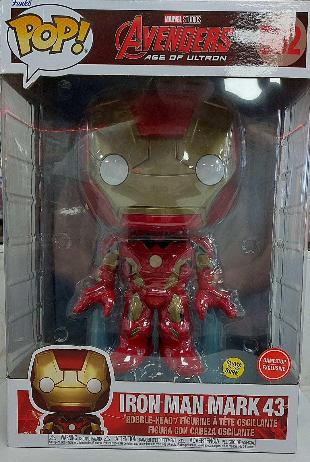 Funko Pop #962 Avengers Age of Ultron Iron Man Mark 43 Glow in The Dark Gamestop Exclusive FP72026