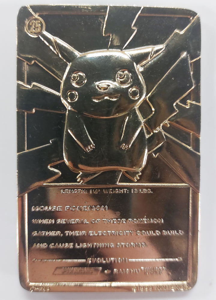 1999 Burger King Pokemon Pikachu #25 23K Gold Card ONLY UT102626