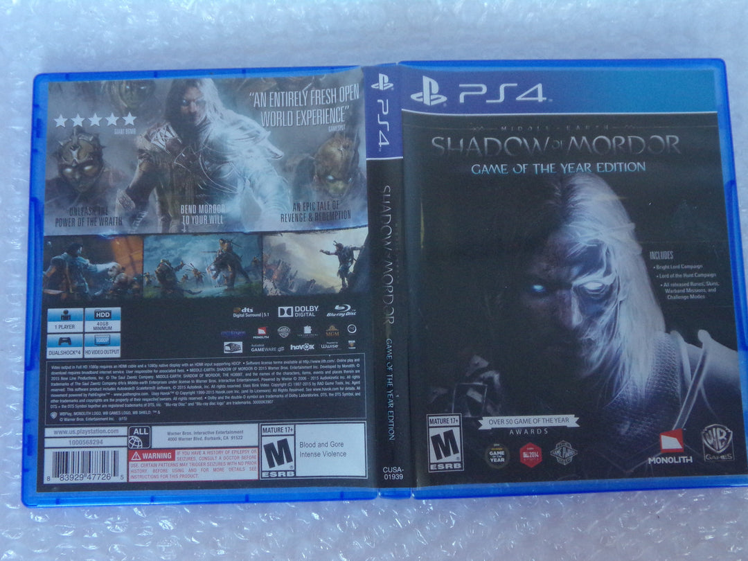 Middle-Earth: Shadow of Mordor - Game of the Year Edition Playstation 4 PS4 Used