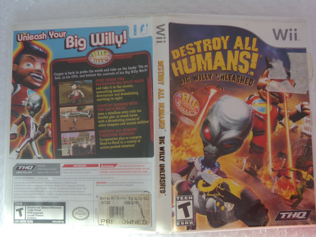 Destroy All Humans Big Willy Unleashed Wii Used