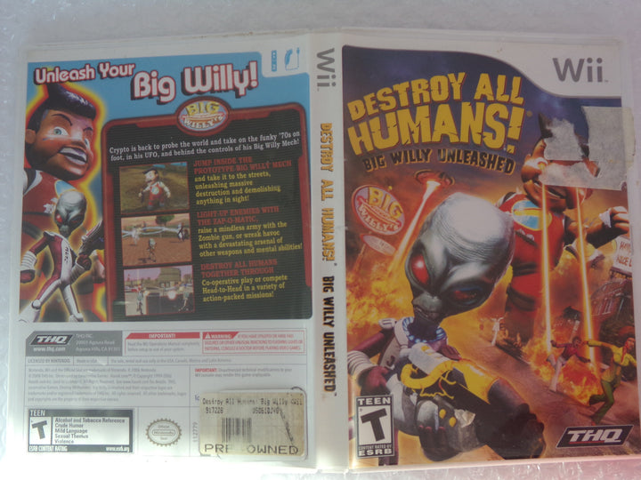 Destroy All Humans Big Willy Unleashed Wii Used