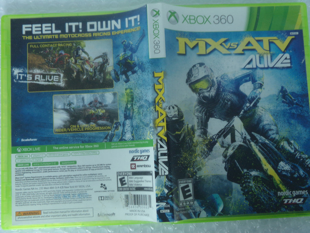 MX Vs ATV Alive Xbox 360 Used