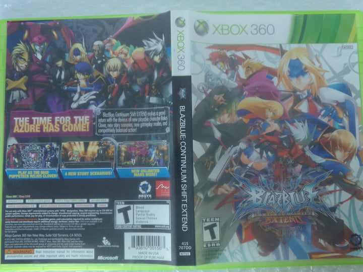 Blazblue: Continuum Shift Extend Xbox 360 Used