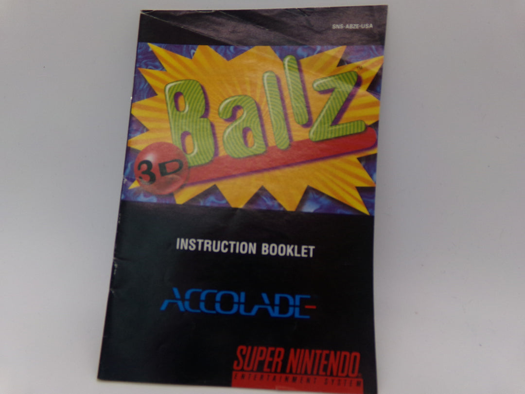 3D Ballz - SNES MANUAL ONLY