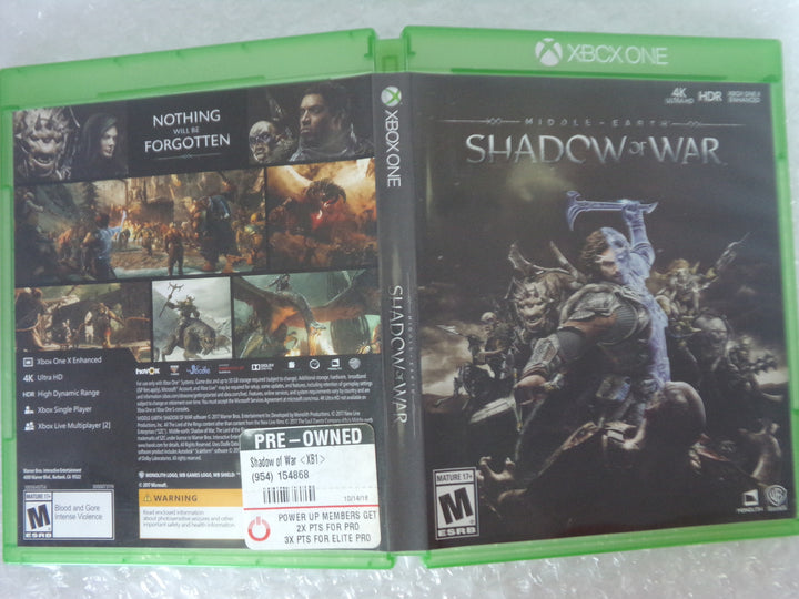 Middle-Earth: Shadow of War Xbox One Used