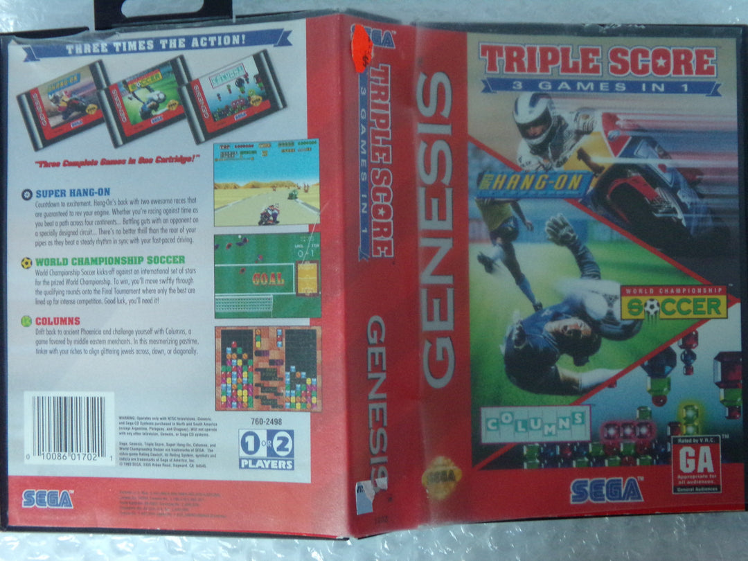 Triple Score 3 Games in 1 Sega Genesis Boxed Used