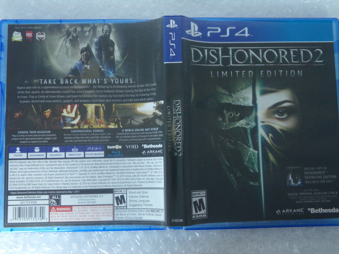 Dishonored 2 Playstation 4 PS4 Used