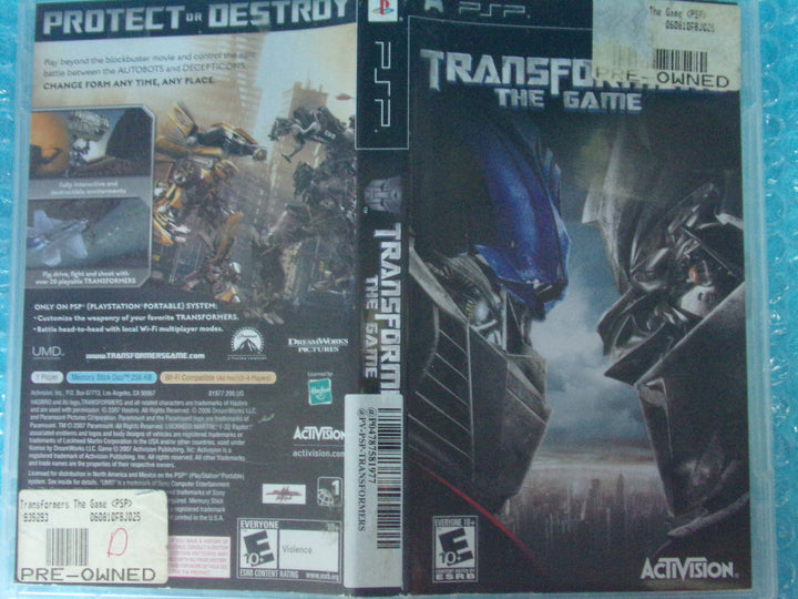 Transformers: The Game Playstation Portable PSP