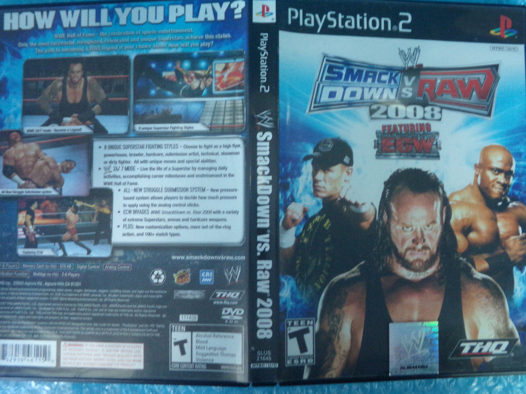 WWE Smackdown Vs. Raw 2008 Playstation 2 PS2 Used