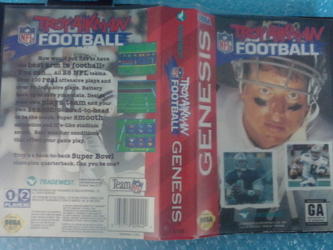 Troy Aikman NFL Football Sega Genesis Boxed Used