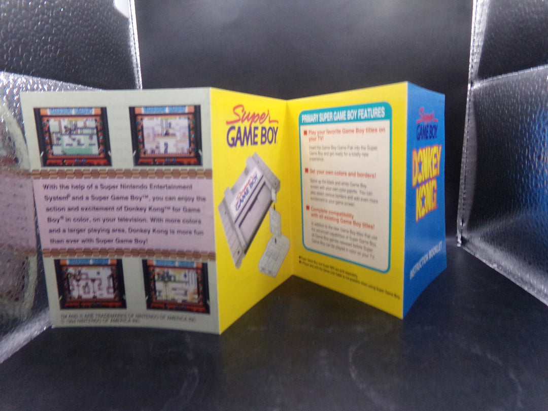 Donkey Kong Original Game Boy MANUAL ONLY WITH SUPER GAME BOY MANUAL