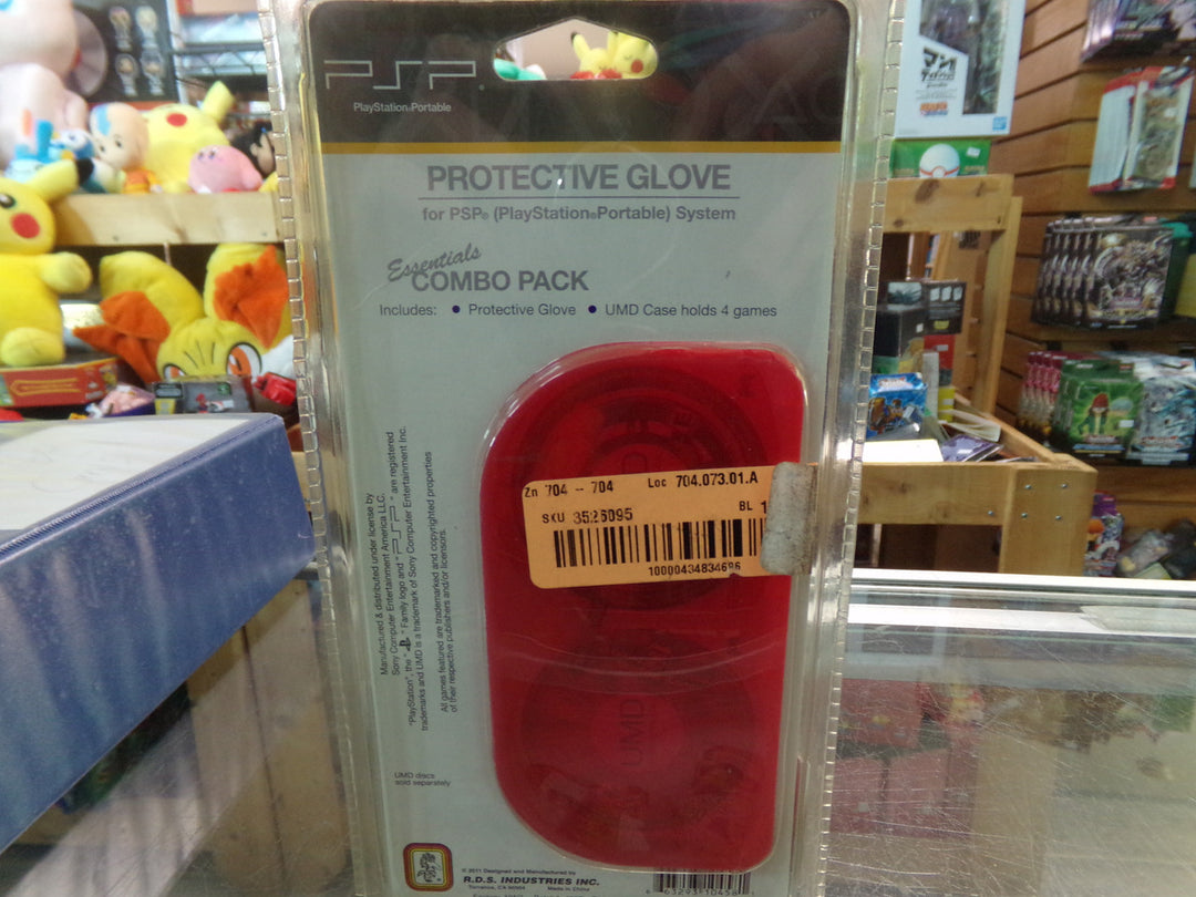 Official Sony Playstation Portable PSP Protective Glove and UMD Case Combo Pack (Red) NEW