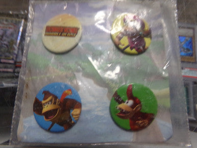 Donkey Kong Barrel Blast Promotional Button Pin Set of 4