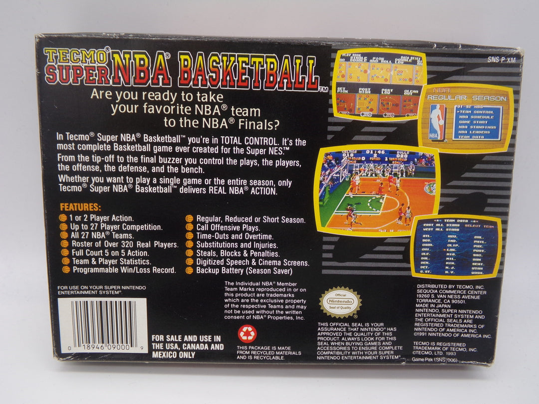 Tecmo Super NBA Basketball Super Nintendo SNES Boxed Used