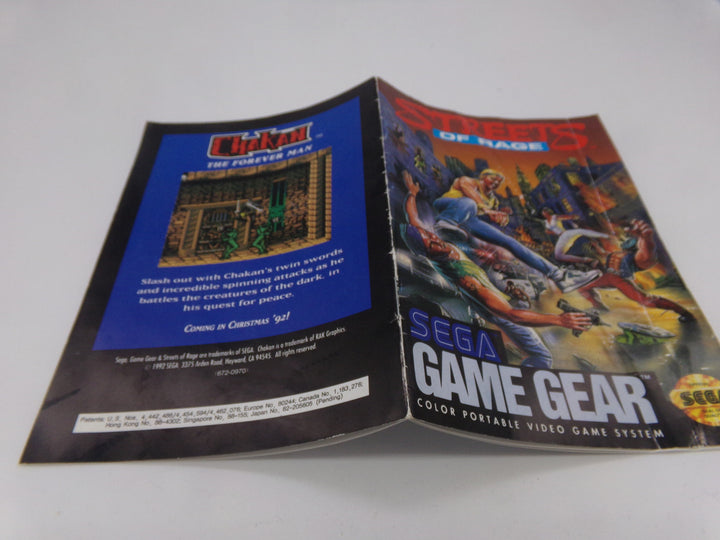 Streets of Rage Sega Game Gear MANUAL ONLY