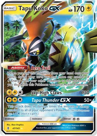 Pokemon TCG SM - Guardians Rising Tapu Koko GX - 47/145 Ultra Rare (LP)