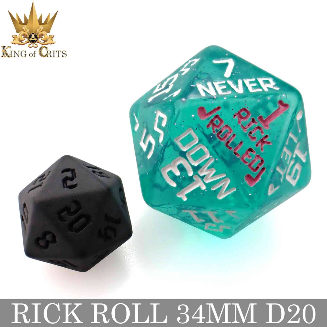 King of Crits Rick Rolled - 34mm D20 Dice NE4226