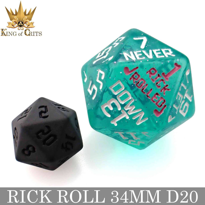 King of Crits Rick Rolled - 34mm D20 Dice NE4226