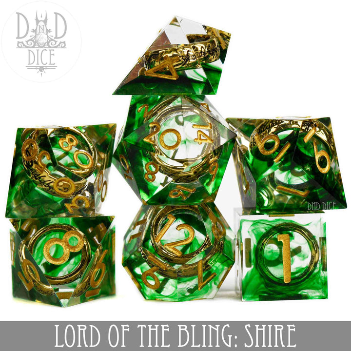 King of Crits Lord of the Bling: Shire - (Handmade) Dice Set NE4226