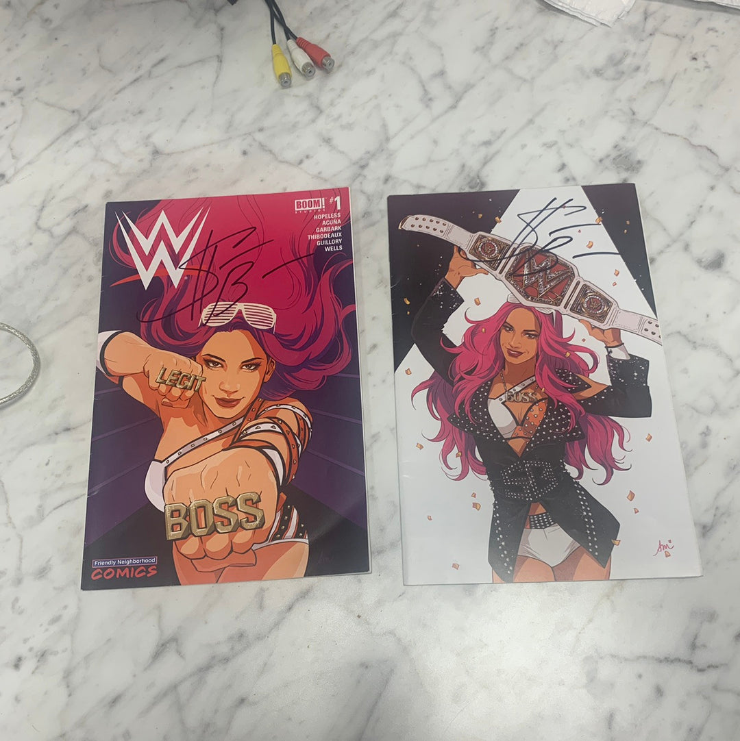 2 WWE Sasha Banks Autographed Comic Books  Boom Comics #1 WWF