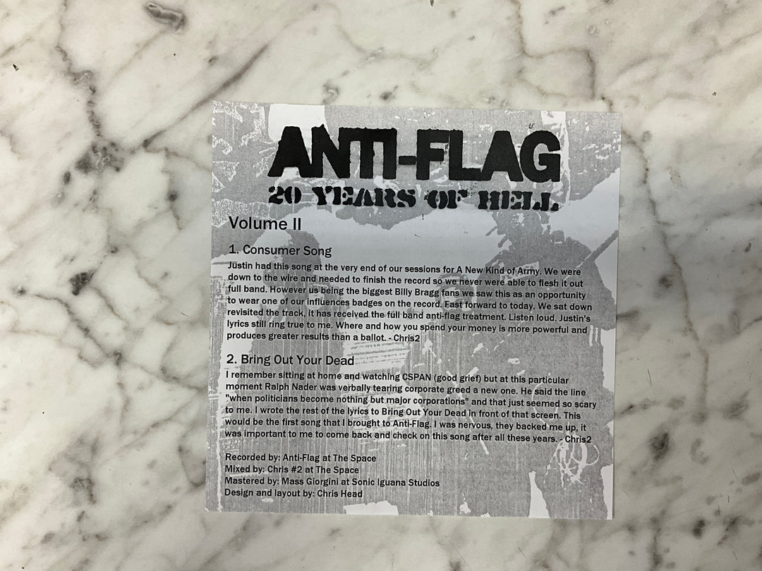 Anti-Flag / All Dinosaurs - 20 Years of Hell: Volume 2 (October 2013 Blue Translucent Vinyl, Numbered) Very Good Plus VR101726