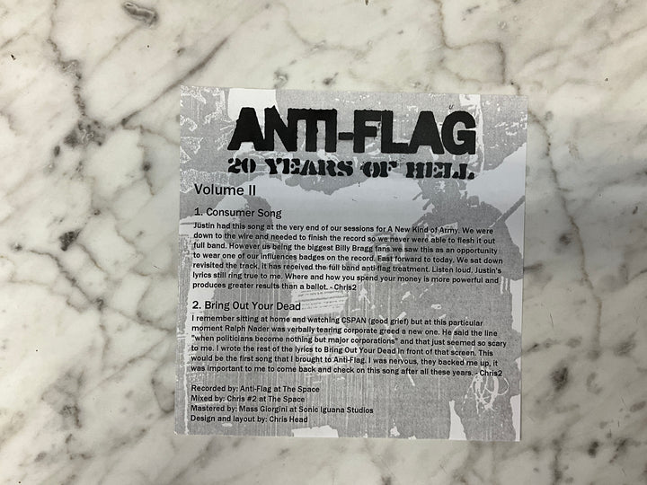 Anti-Flag / All Dinosaurs - 20 Years of Hell: Volume 2 (October 2013 Blue Translucent Vinyl, Numbered) Very Good Plus VR101726