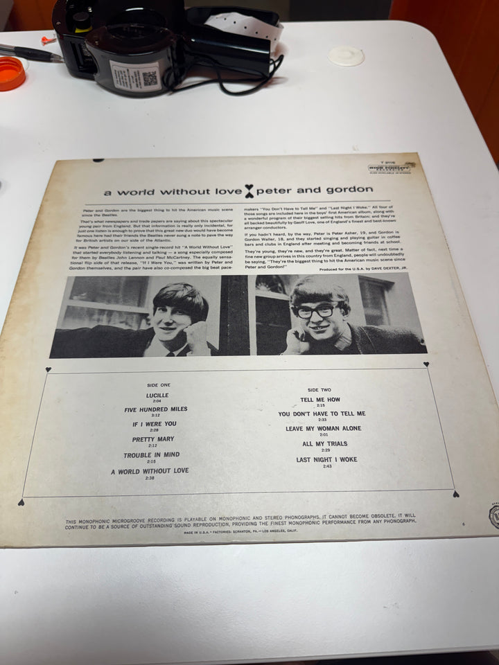 Peter and Gordon - A World Without Love (English Press) (VG Condition) Vinyl Record   VR31726