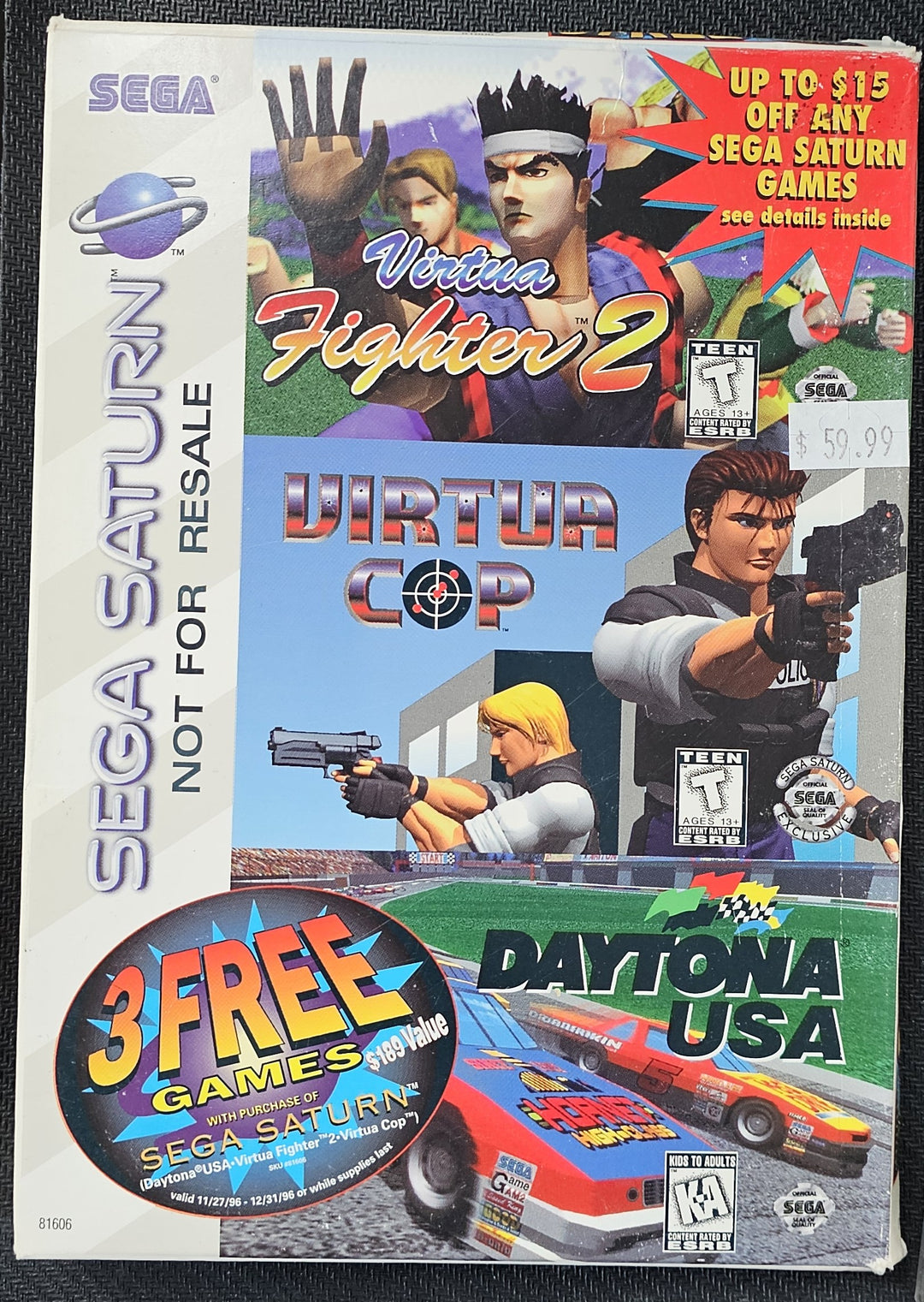 3 - In - 1 Not For Resale Game Pack (Virtua Fighter 2 / Virtua Cop / Daytona USA) - Saturn