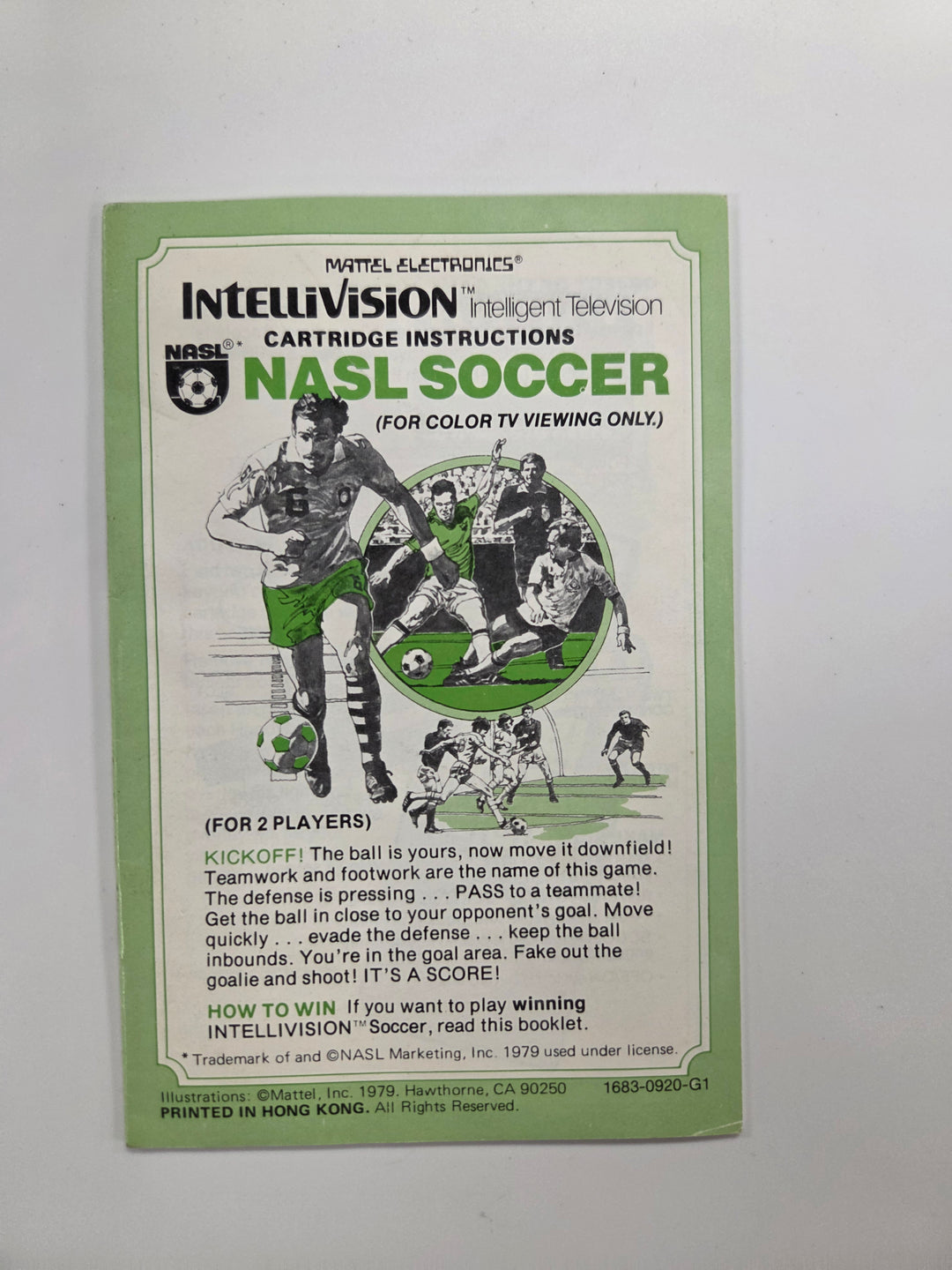 NASL Soccer Intellivision Manual Only MO63026