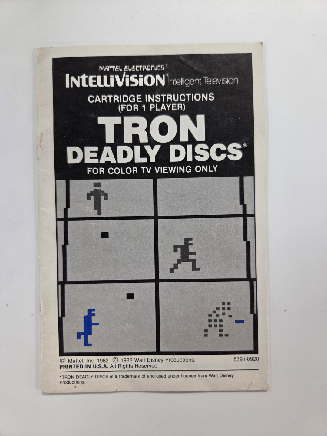 Tron Deadly Discs Intellivision Manual Only MO63026