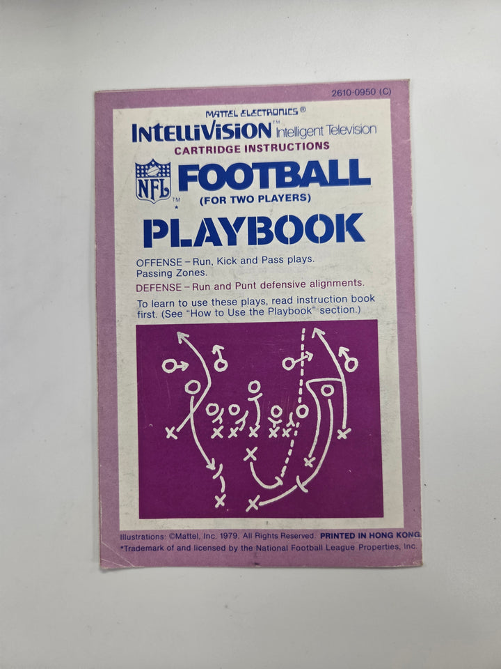 NFL Football Intellivision Manual Only MO63026